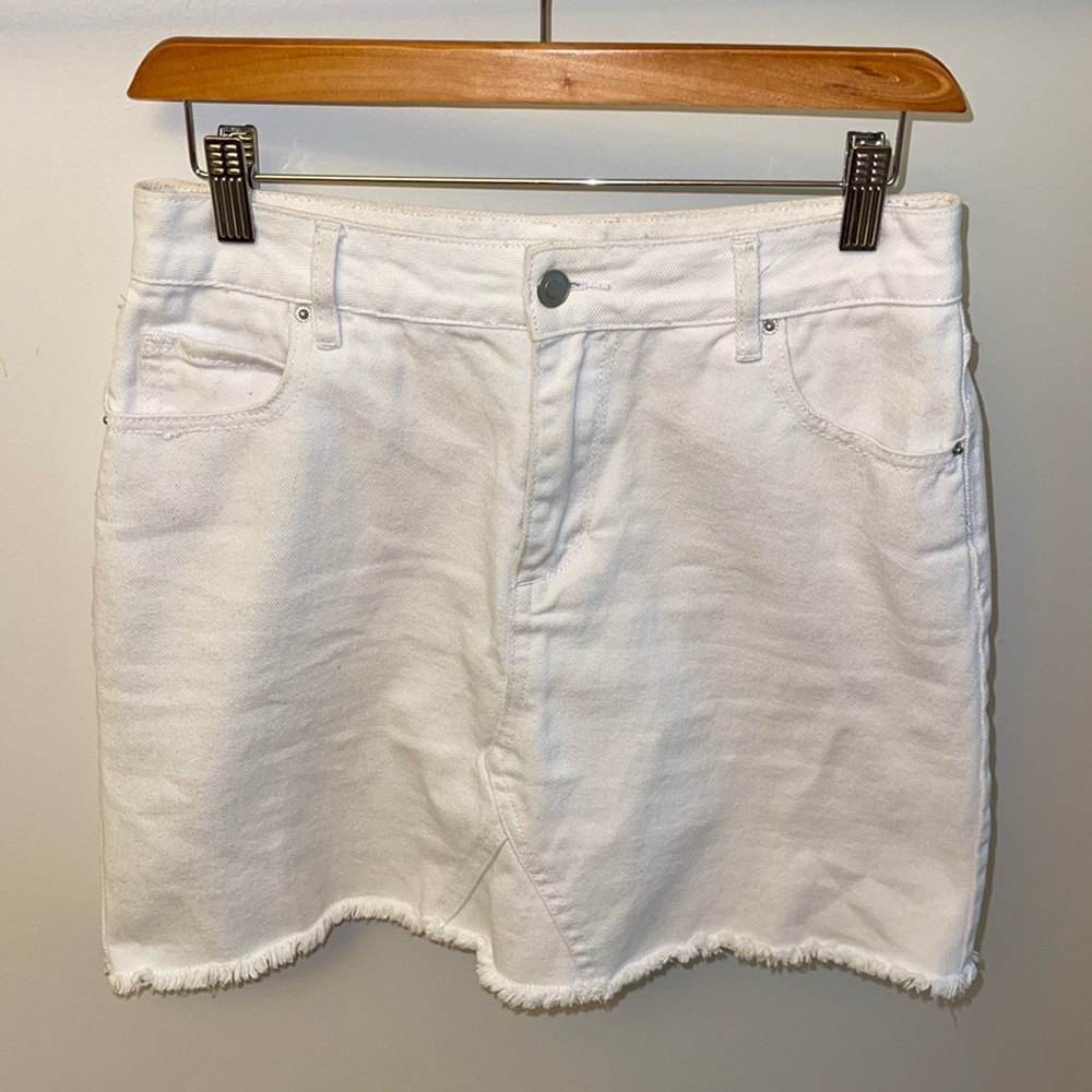 White denim jean skirt